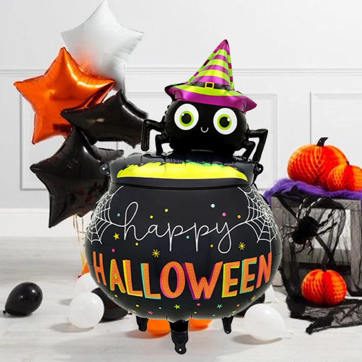 1pc/2pcs Halloween Spider Medicinal Pot Balloon for Halloween Party, Birthday Party, Horror and Weird Atmosphere Decoration