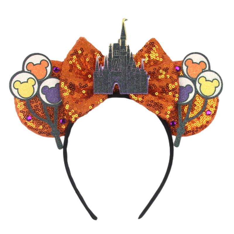 2026 Trip Mouse Ears Headband for Girls Women Sequin Castle 5"Bow Hairband Festival Party Cosplay DIY Hair Accessories