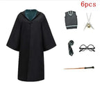 Harri Potters Adult&Children Cosplay Costume Gryffindors Shirt Gown Cloak Tie Scarf Wand Slytherin Skirt Halloween Hermione Gift
