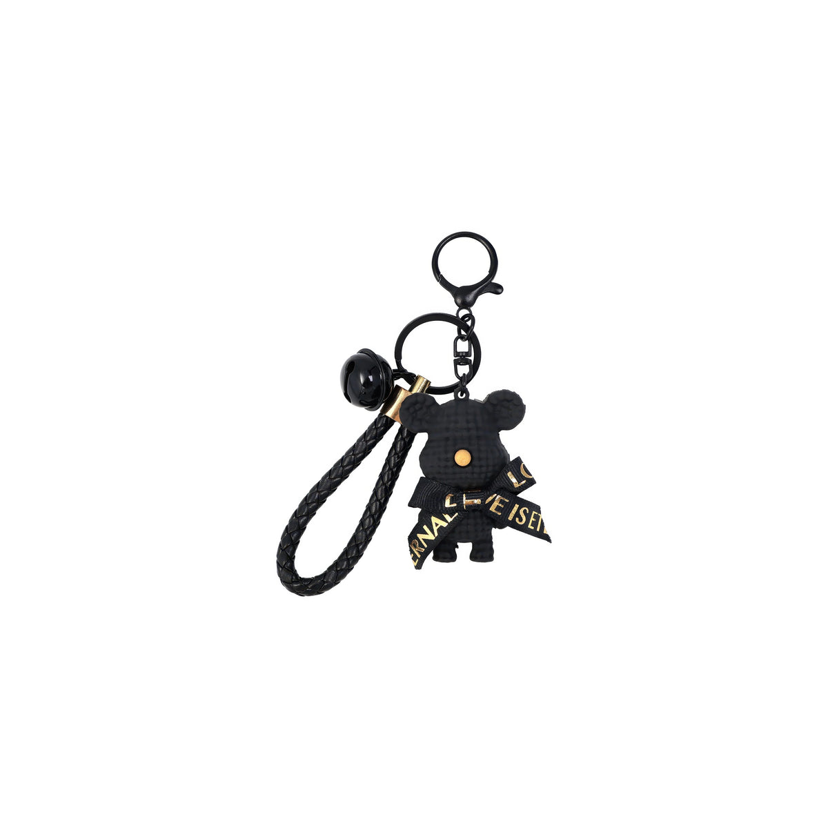 Cute Bear Key Chain Resin Bow Bell Rabbit Keychain Weaving Fashion Doll Bag Pendant Holiday Car Key Ring For Girls Gift
