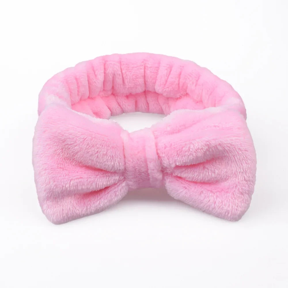 Coral Fleece Bow Spa Makeup Headband for Women