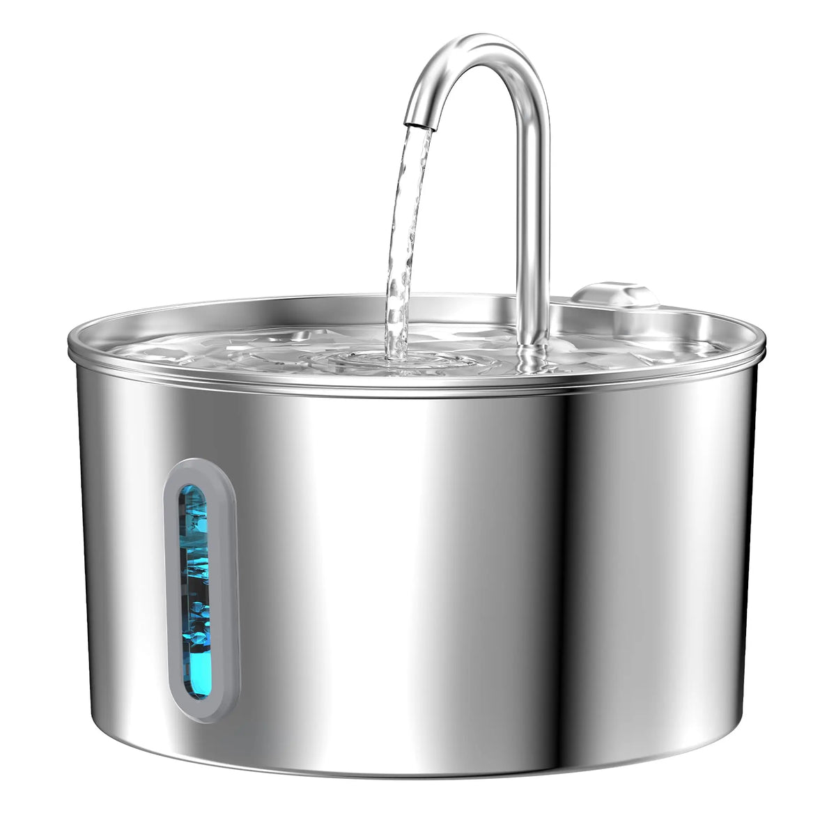 2.2L Automatic Cat Fountain Stainless Steel Pet Water Dispenser Silent Water Pump Circulation Filtering Visual Window
