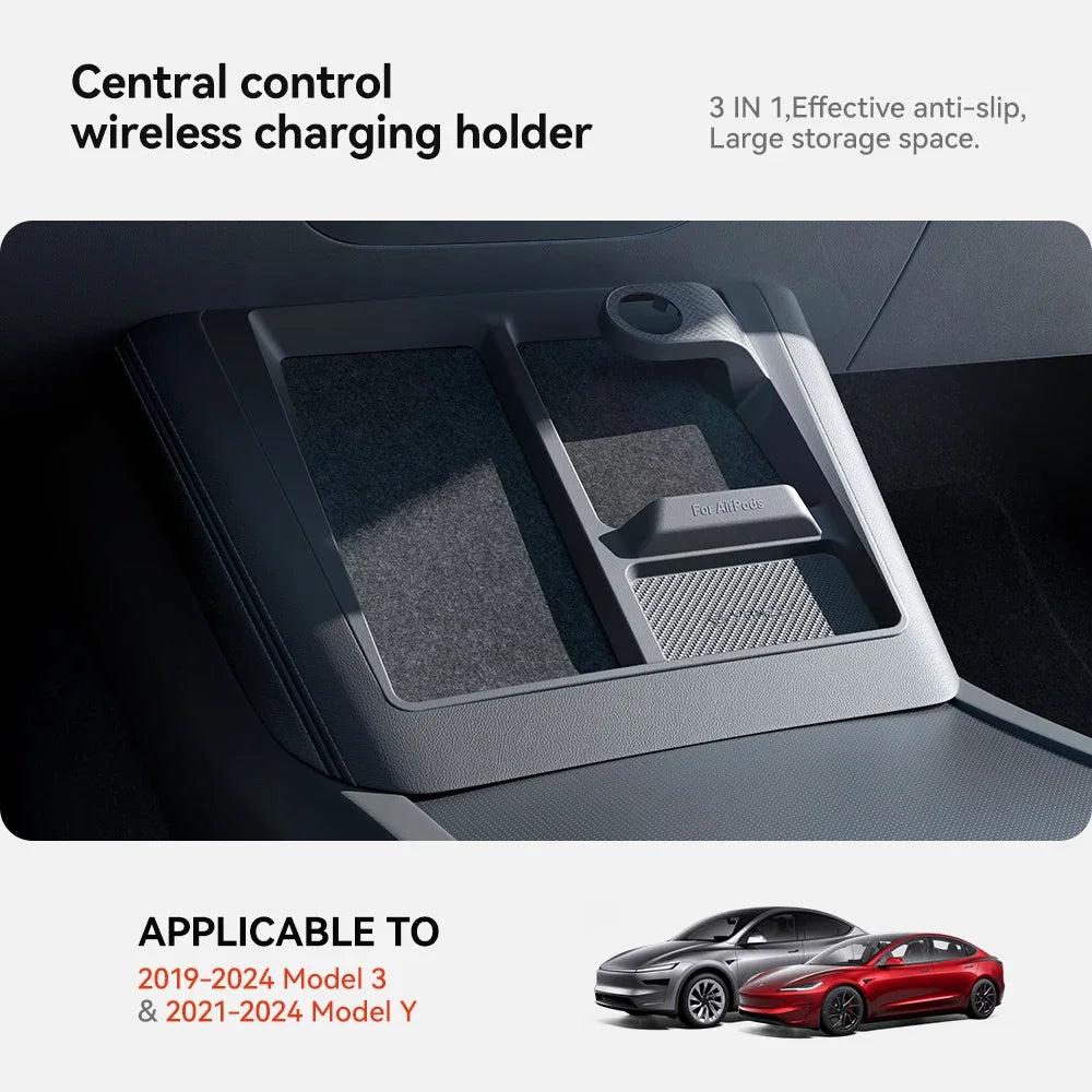Wireless Charging Protective Frame for Mobile Phones Headphones Watches Non-Slip Limiter Compatible with Model 3/Y Highland Juni
