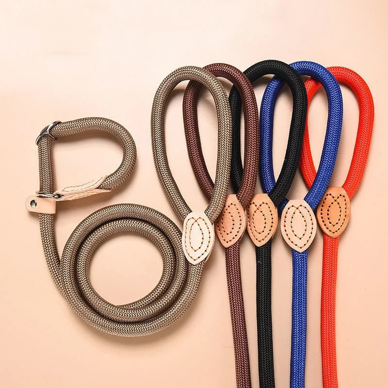 Dog Leash Slip Rope Lead Leash Heavy Duty Braided Rope Adjustable Loop Collar Training Leashes for Medium Large Dogs