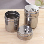 Stainless Steel Seasoning Jar with Rotating Lid for Salt and Spices