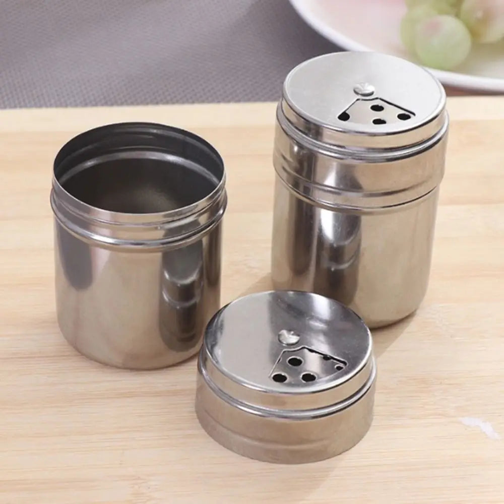 Stainless Steel Seasoning Jar with Rotating Lid for Salt and Spices