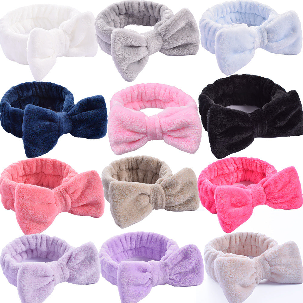 Coral Fleece Bow Spa Makeup Headband for Women