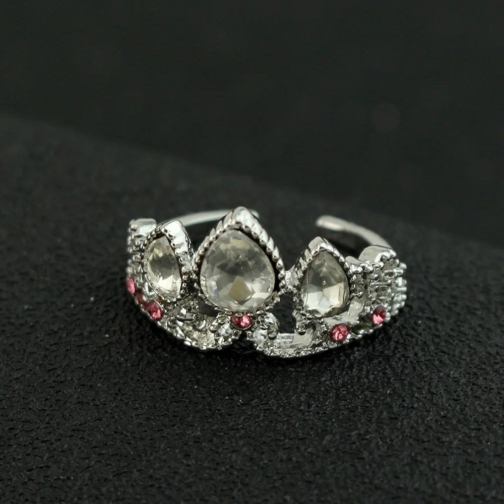Charm Rapunzel Crown Rings Princess Jewelry For Woman Girl Fashion Wedding Accessories Gold Plated Adjustable Rings Gift For Her
