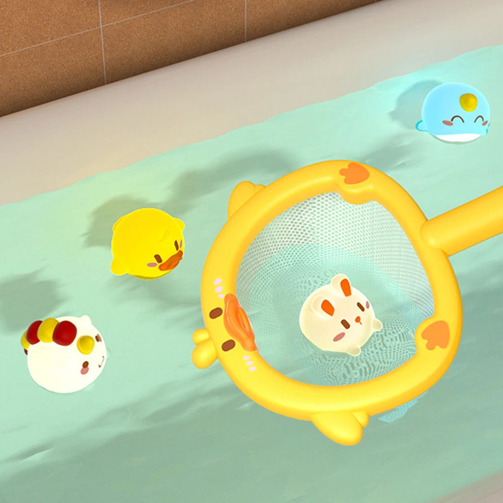 Baby Cute Animals Bath Toy LED Light Up Toys Swimming Water Soft Rubber Float Induction Luminous Duck for Kids Play Funny Gifts