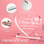 I Love You Gifts for Her Him, Heart-shaped Acrylic Plaque, Anniversary, Valentines Day Gifts for Girlfriend, Wife, Boyfriend