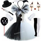 Girls Horror Clown Costume – Black & White Tutu Dress