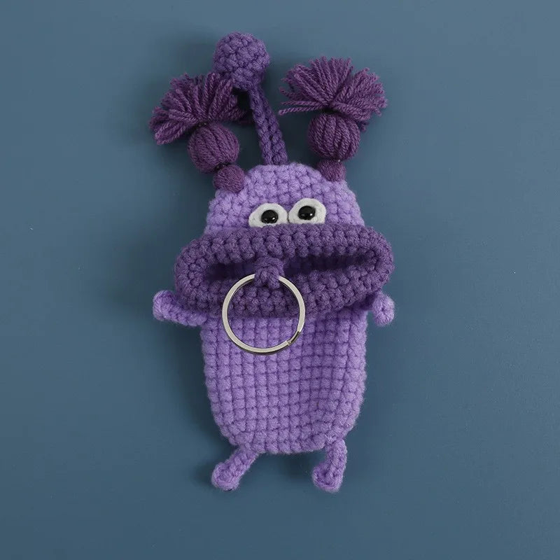 Funny Crochet Sausage Mouth Keychain Key Holder Pouch