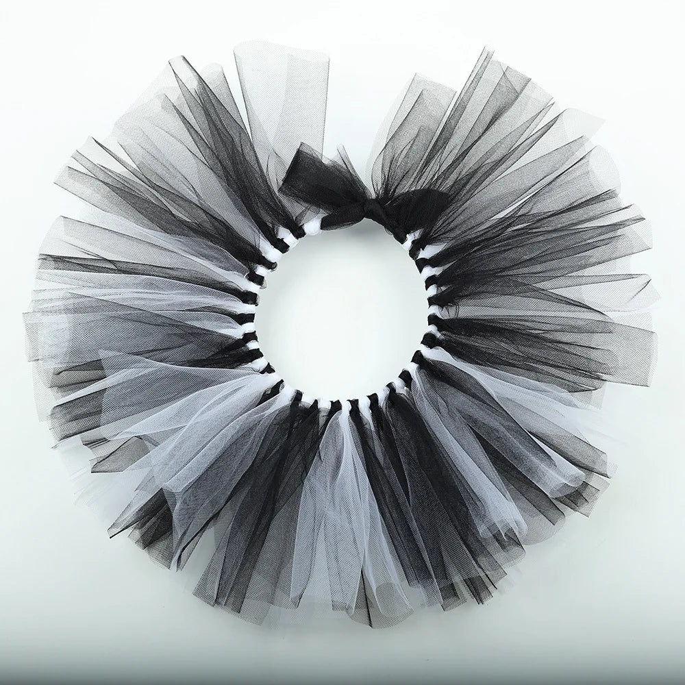 Girls Horror Clown Costume – Black & White Tutu Dress