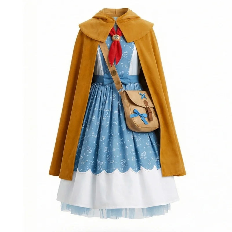 Girls Holly Wheeler Cosplay Costume Blue Dress Brown Cloak Suits Monster Things Season 5 Roleplaying Carnival Outfits
