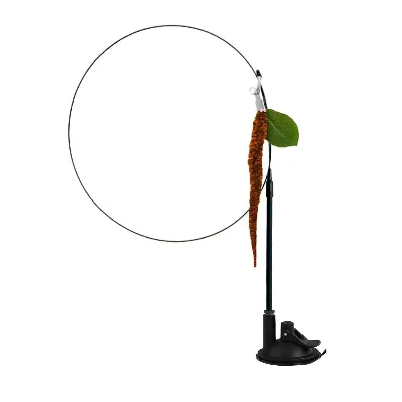 Peacock Bird Cat Teaser Wand for Interactive Hunting and Play