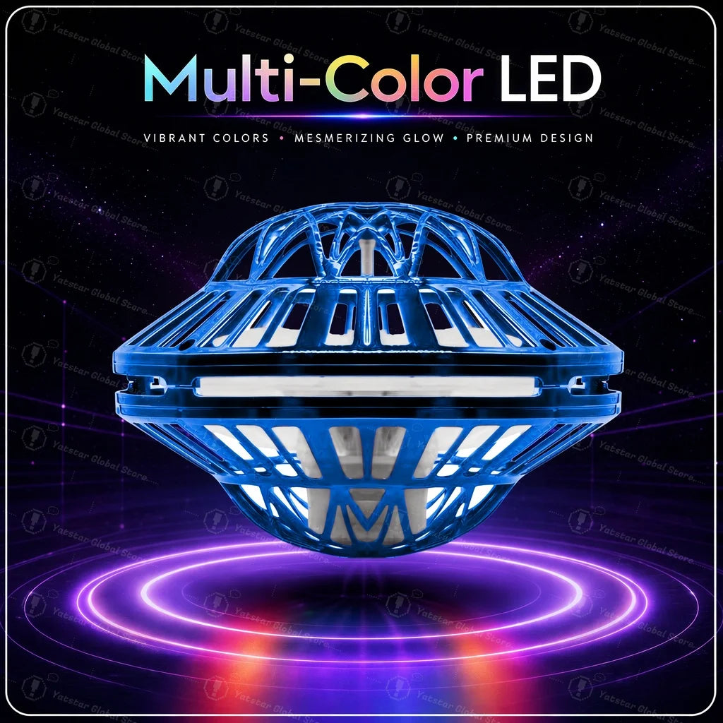 Magic Flying Helicopter Spinner Fingertip Upgrade Flight Gyro Fly Orb Hover Ball Mini Drone LED Light Luminous Toy Kids Gift Fun