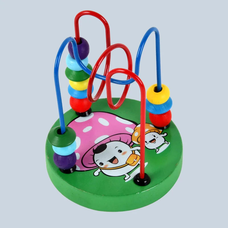 Colorful Wooden Bead Maze Roller Coaster Educational Toy for Toddlers