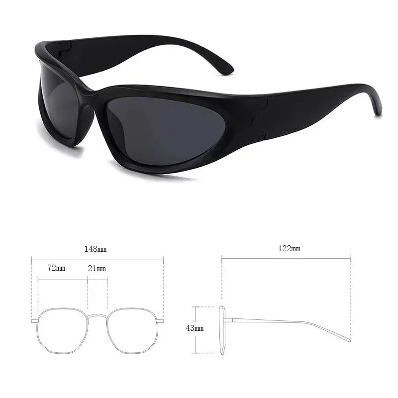 Y2K Wrap Around Sunglasses UV400 Punk Sport Fashion Eyewear for Men & Women