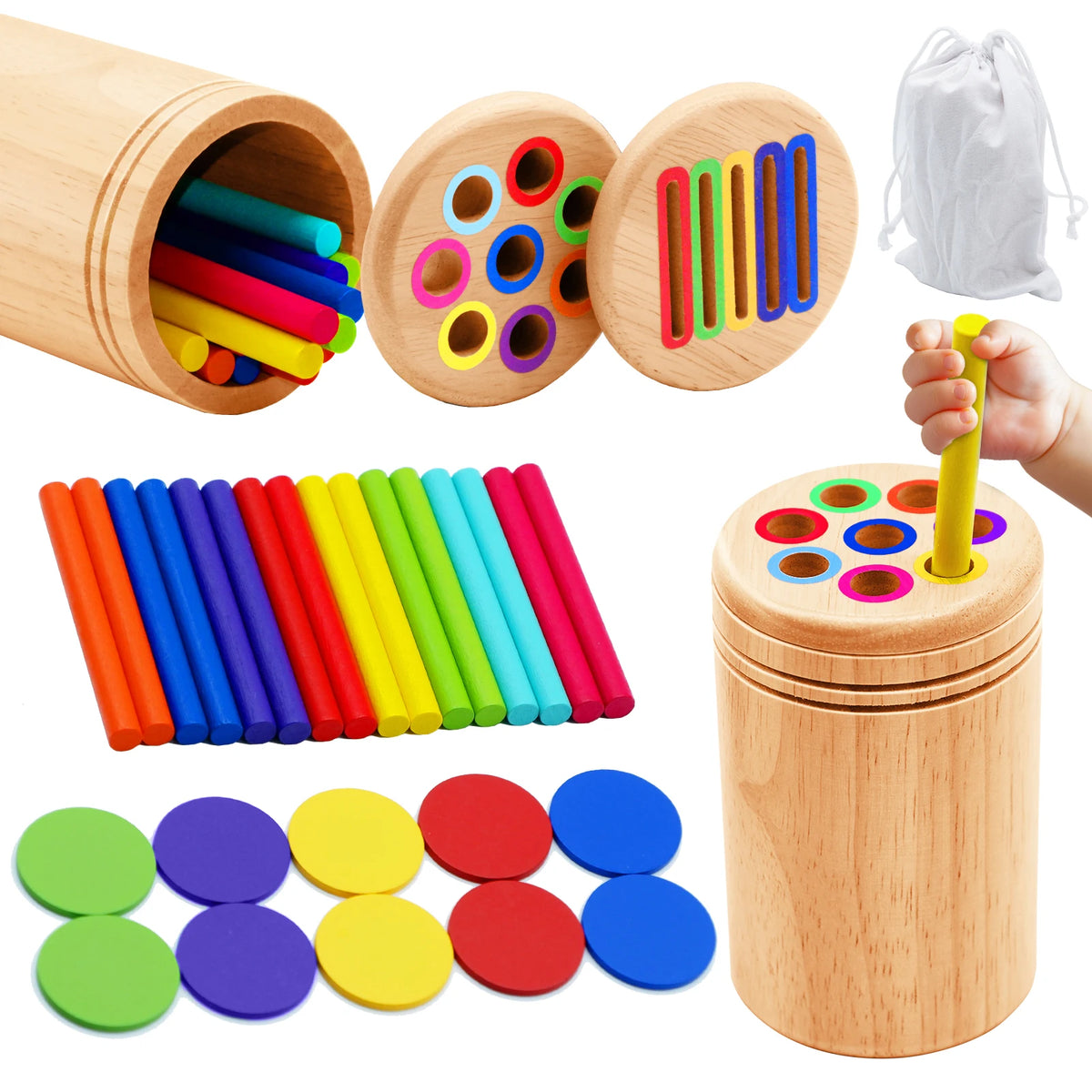 Montessori Wooden Color Sorting & Shape Matching Toy