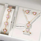 6PCS/Set Fashion Women's Quartz Watch Leather Band Analog Wrist Watches Heart Rhinestone Jewelry Set(Without Box)
