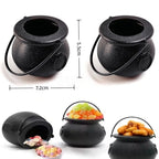 12pcs Black Cauldron with Handle, Magic Witch Cauldron Kettles Halloween Pot Candy Bowl Holder for Halloween & St. Patrick’s Day