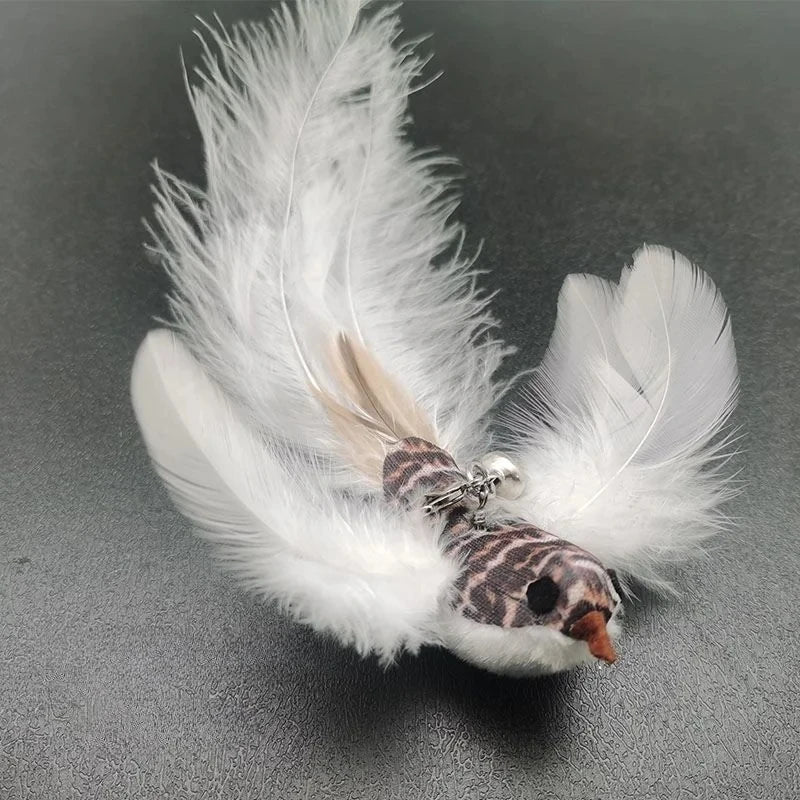 Interactive Bird Feather Cat Wand Toy for Indoor Hunting Play