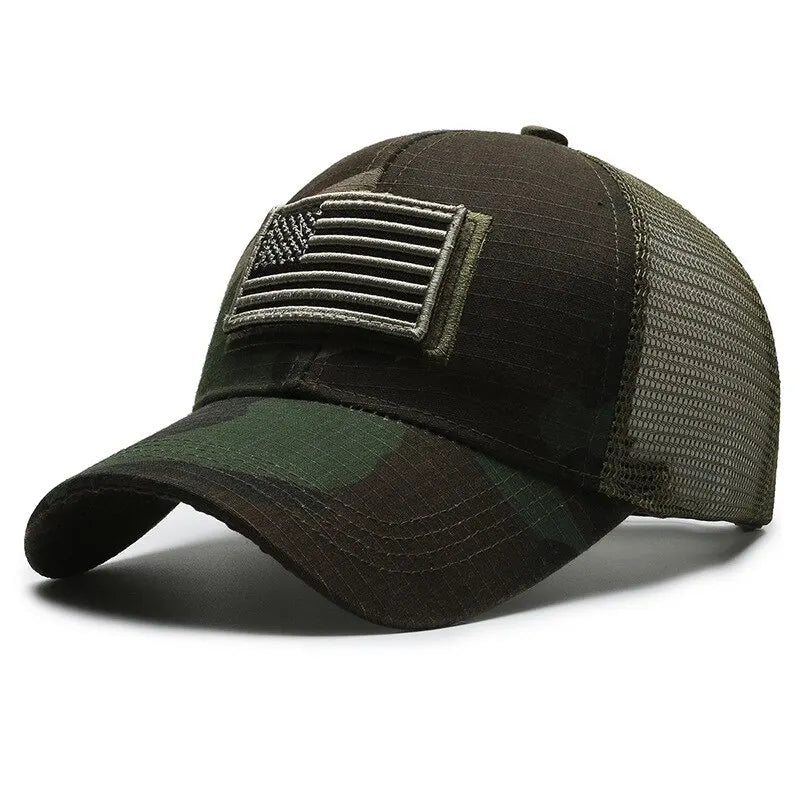 American Flag Camouflage Mesh Baseball Cap for Outdoor Adventures