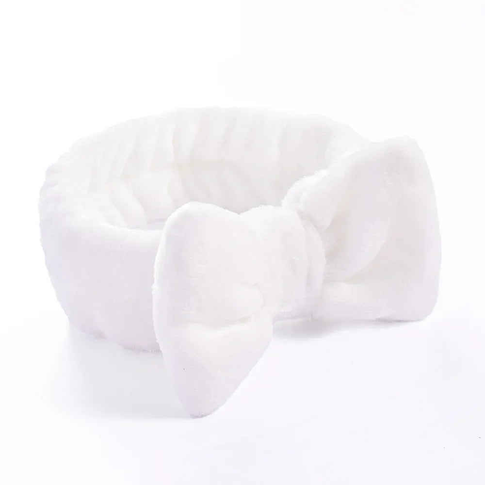 Coral Fleece Bow Spa Makeup Headband for Women