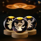 5cm Lilo and Stitch Disney Unique 3D Crystal Ball Lamp LED Luminous Crystal Ball Night Light Glass Birthday Gifts Toy