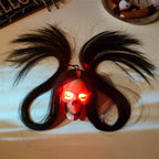 Glowing Eyes Halloween Hanging Ghost Skeleton Prop Long Hair Decoration for Indoor Outdoor Haunted House Party Spooky Display
