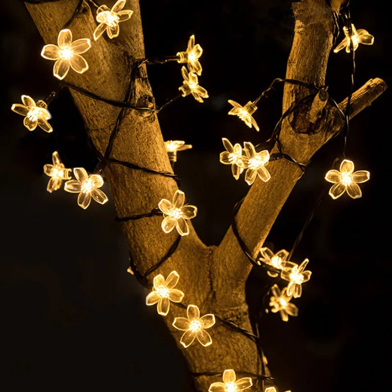 LED Solar Cherry Blossom Light String Outdoor Courtyard Decoration Festival Cherry Blossom Waterproof Atmosphere Light String