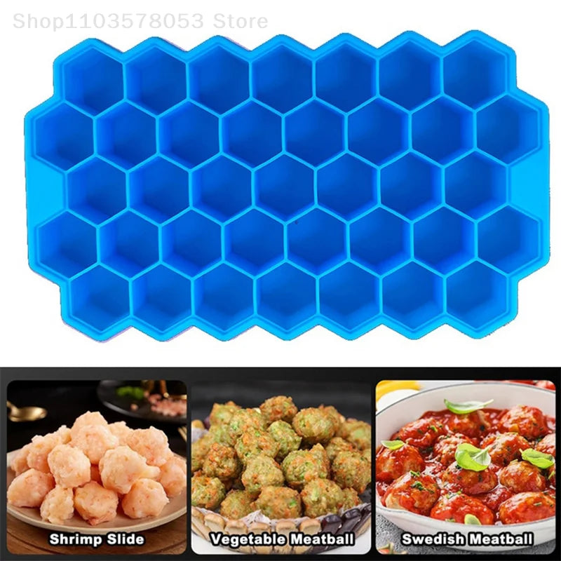 37 Grid Silicone Meatball Mold with Lid for Rice and Fish Balls