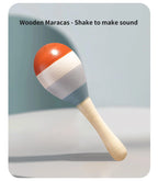Baby Wooden Hand Bell Rattle Montessori Sensory Grasp & Teething Toy