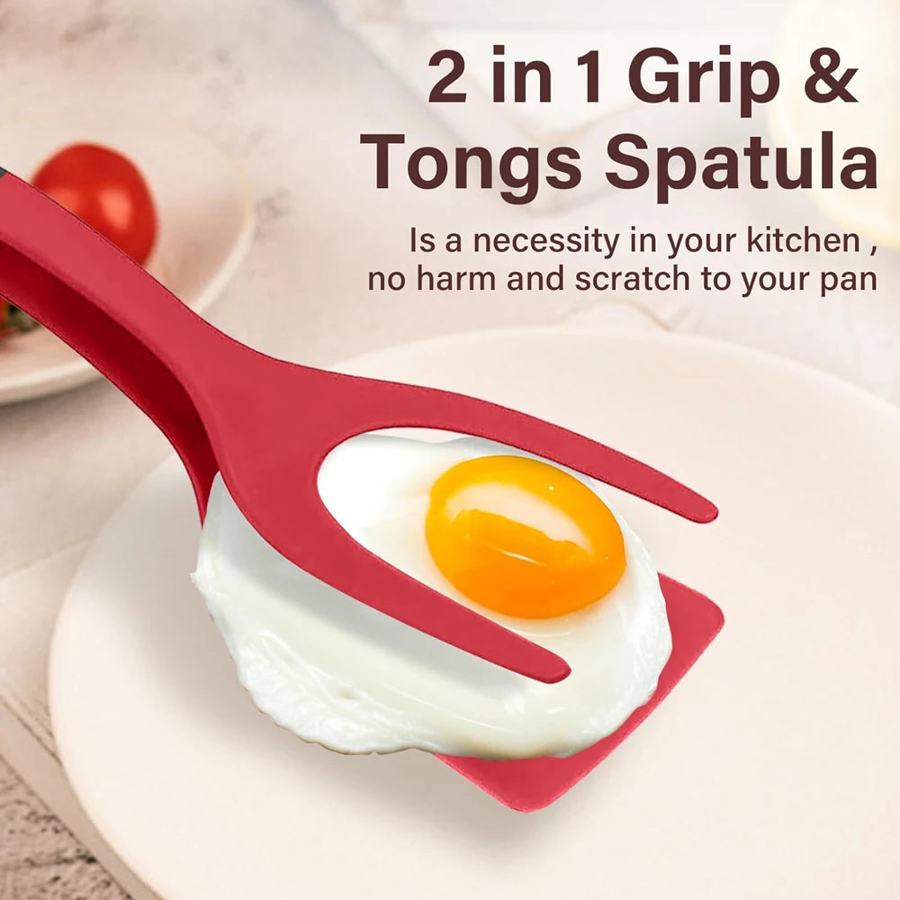 2-in-1 Grip Flip Spatula Clamp – Non-Stick Kitchen Turner Tool