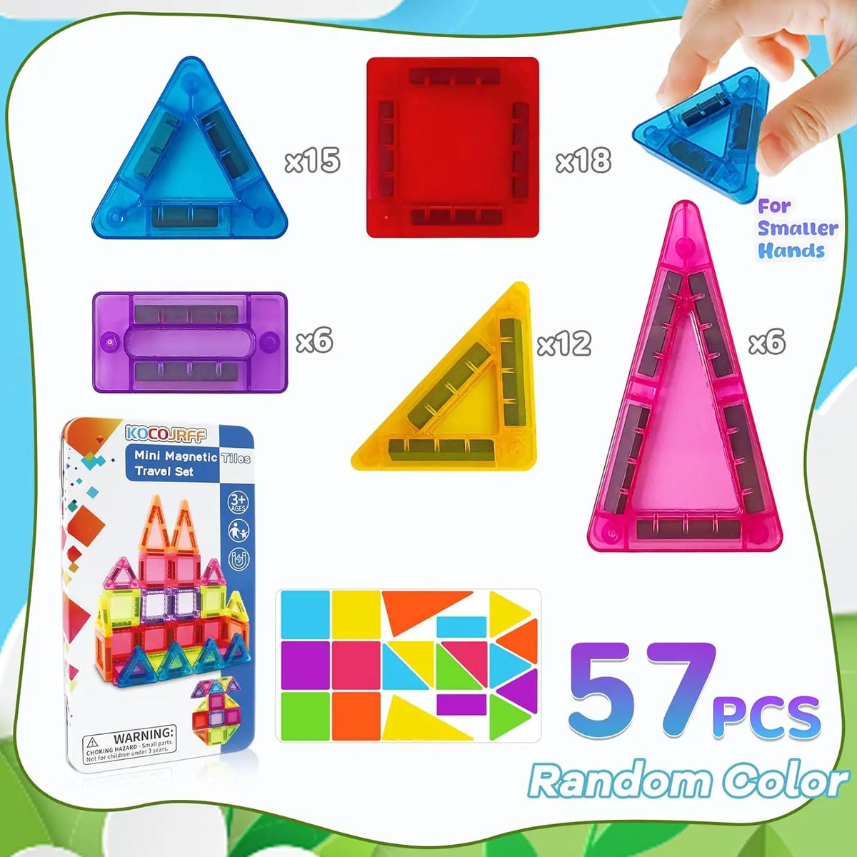 Mini Magnetic Tiles Travel Building Set with Metal Storage Box