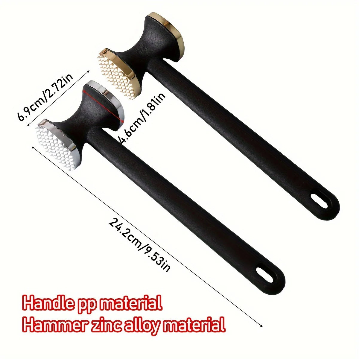 Heavy Duty Stainless Steel Meat Tenderizer Hammer – Rubber Grip Steak Mallet Tool