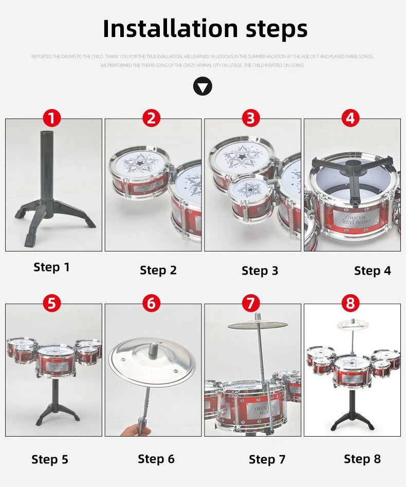 Kids Jazz Drum Set Musical Instrument Toy for Beginners
