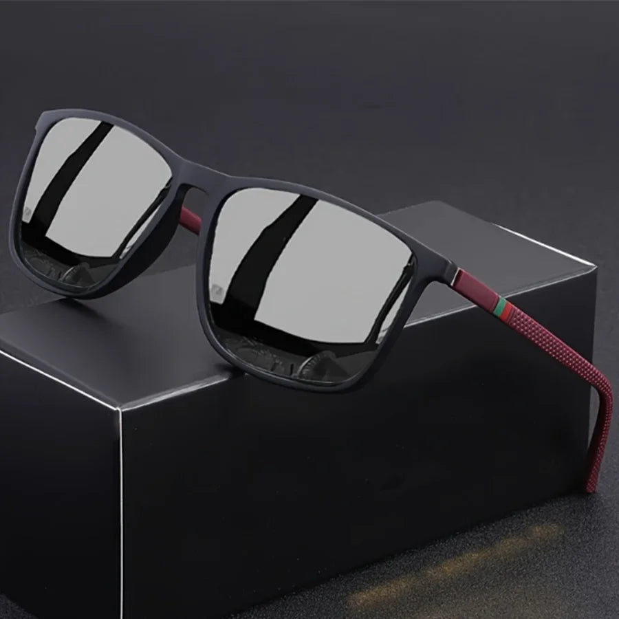 Classic Square Men’s Sunglasses Lightweight Black Frame for Travel & Daily Wear