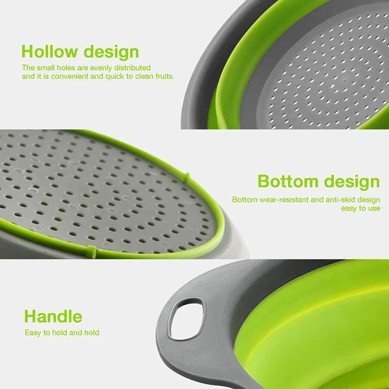 Foldable Silicone Vegetable Washing Basket – Fruit Cleaner & Food Drain Strainer