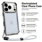 Luxury Transparent Shockproof Phone Case For iPhone 18 17 13 12 Pro Max 16 15 14 Plus Air with Wrist Strap Lens Protector Cover