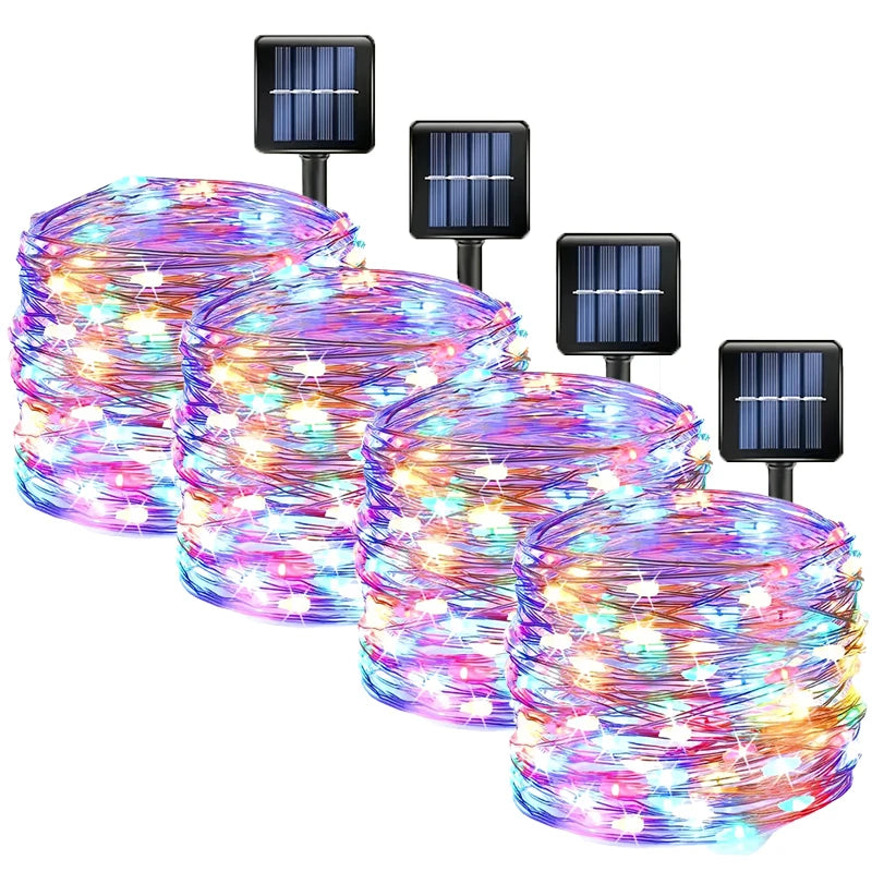 Solar Led Light Outdoor Christmas Lights 8Modes Copper Wire Fairy Garland Lamps Waterproof Garde Tree Decor
