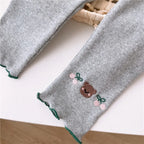Bear Leader Autumn New Girls Clothes Cartoon Bear Cherry Printed Outerwear Pants Korean Version Solid Color Children's Clothing