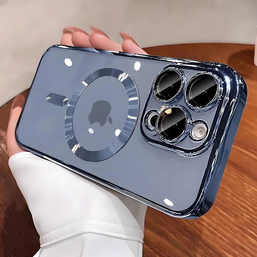 Magnetic Plating Camera Lens Protection Case For iPhone 17 16 15 14 13 12 11 18 Pro Max Case for Magsafe Wireless Charge Cover