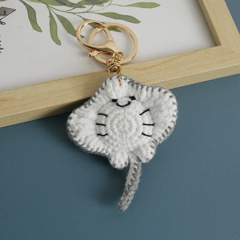 Cute Crochet Stingray Keychain Marine Fish Bag Charm