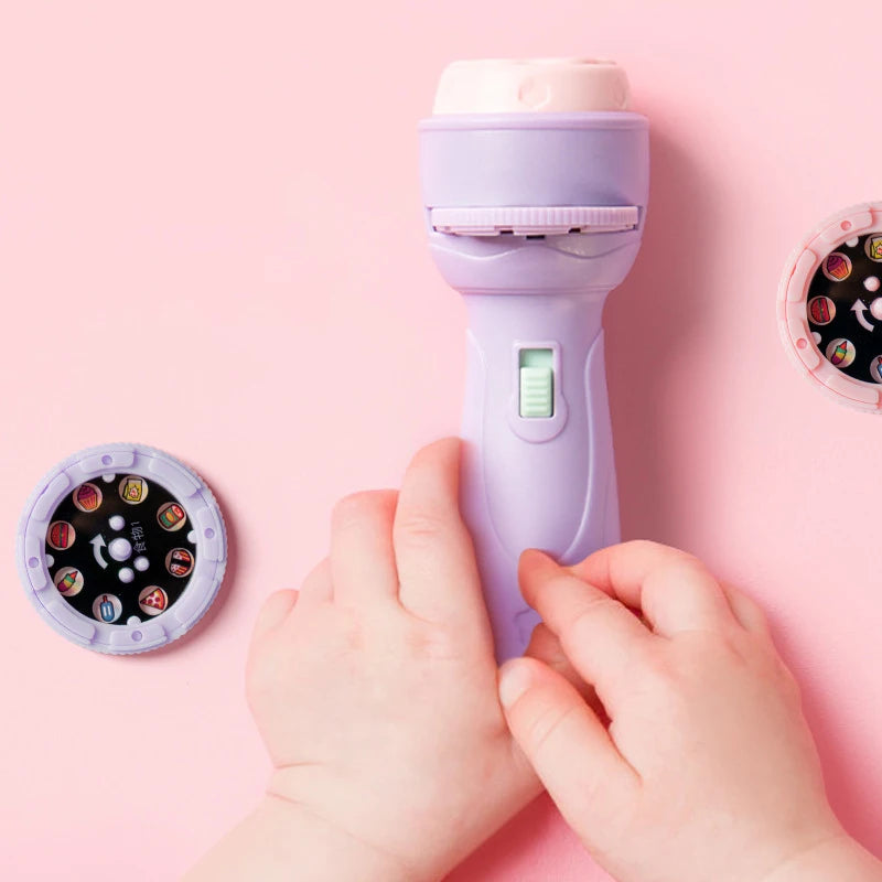 Baby Projector Torch Cartoon Projection Flashlight Early Education Cognition Before Bedtime Story Book 80 Patterns Luminous Toys
