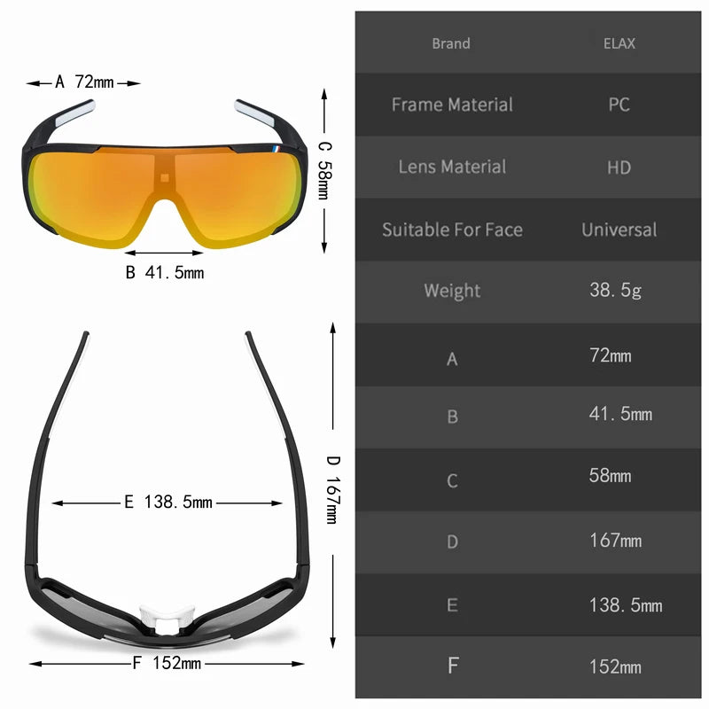 ELAX Polarized Photochromic UV400 Cycling Sunglasses for Men & Women