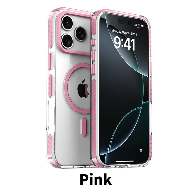 Luxury PE Striped Border Phone Case for iPhone 18 17 Air 16 15 14 Plus 13 12 Pro Max for Magsafe Magnetic Wireless Charge Cover