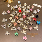 10 alloy rhinestone hair clips, fashionable small grab hair accessories
