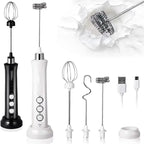 Wireless Rechargeable Electric Milk Frother - 3 Speeds, Handheld Foam Maker for Latte, Cappuccino, Hot Chocolate - USB Rechargea