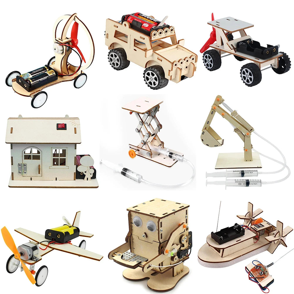 DIY STEM Science 3D Wooden Car & Boat Assembly Kit for Kids